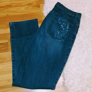 Gloria Vanderbilt, Women's Size 14 , High Rise , Amanda Style Jeans,With bling